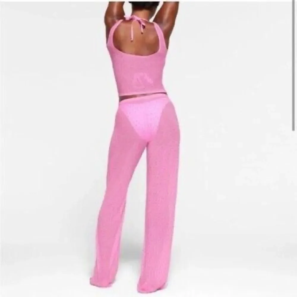 SKIMS Mesh Rhinestone Swim Cover Up in Pink NWT